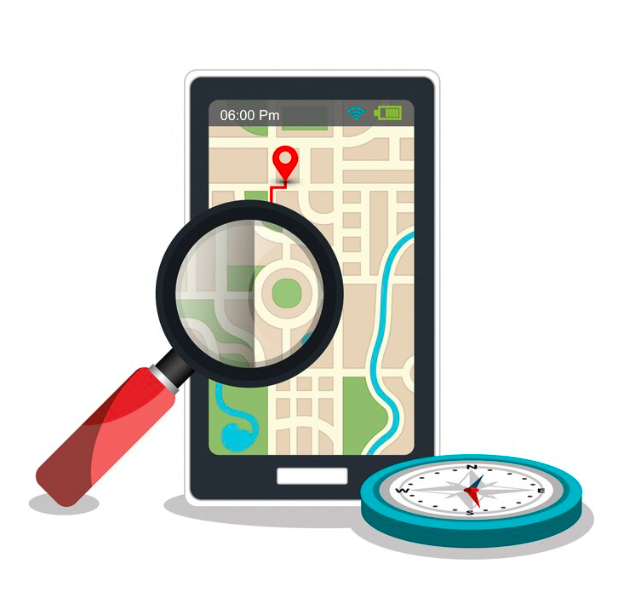 Illustration of a smartphone with a magnifying glass, representing the accuracy of Find My iPhone.